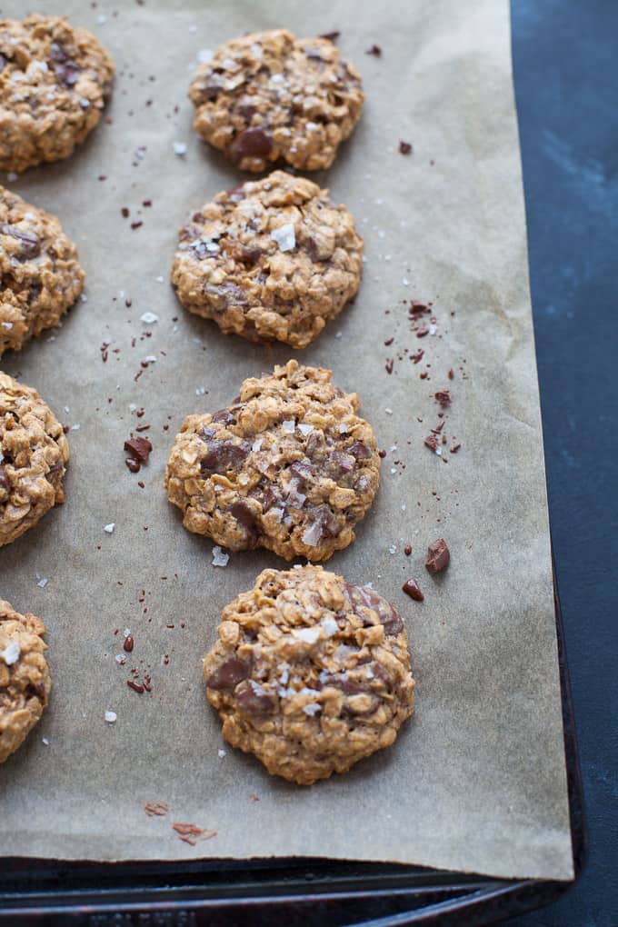 Dark Chocolate Almond Butter Cookies with Sea Salt