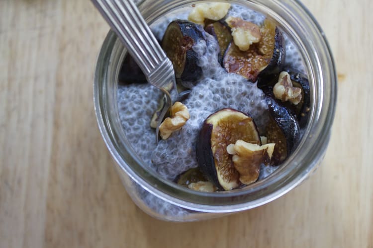 Chia Pudding with Maple-Roasted Figs & Toasted Walnuts | The Foodie Dietitian @karalydon