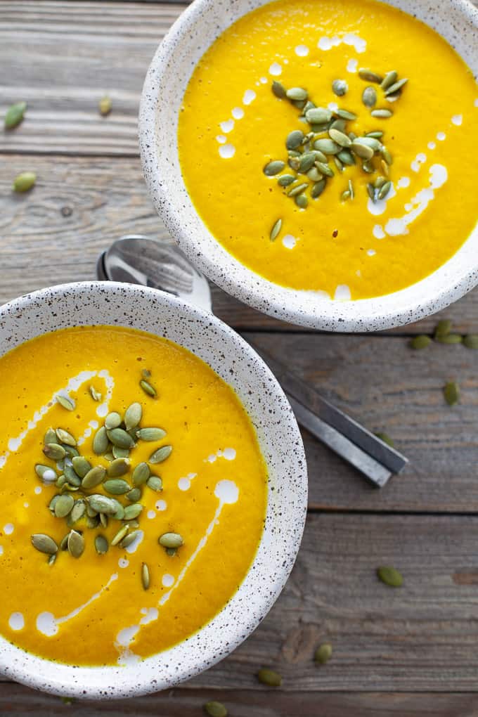 spiced roasted butternut squash soup. vegan and perfect for the holidays!