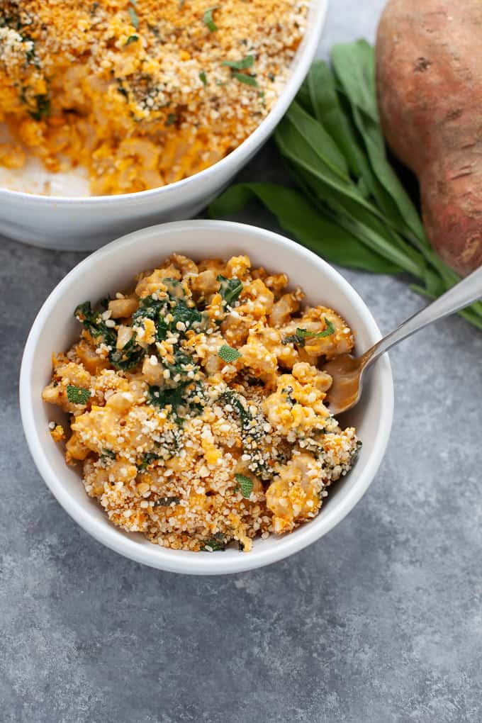 sweet potato mac and cheese with kale