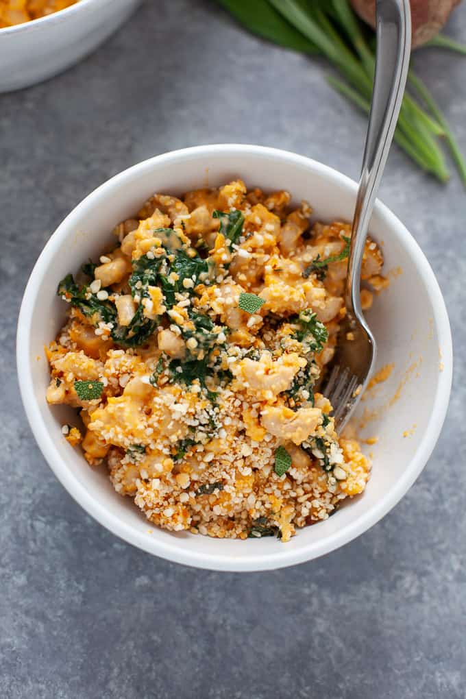 fall sweet potato mac and cheese with sage breadcrumbs 