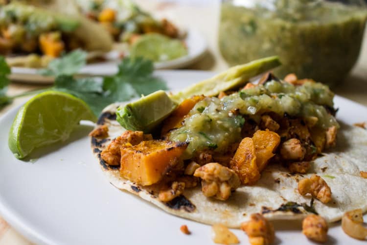 Vegan Butternut Squash and Tempeh Tacos | The Foodie Dietitian @karalydon