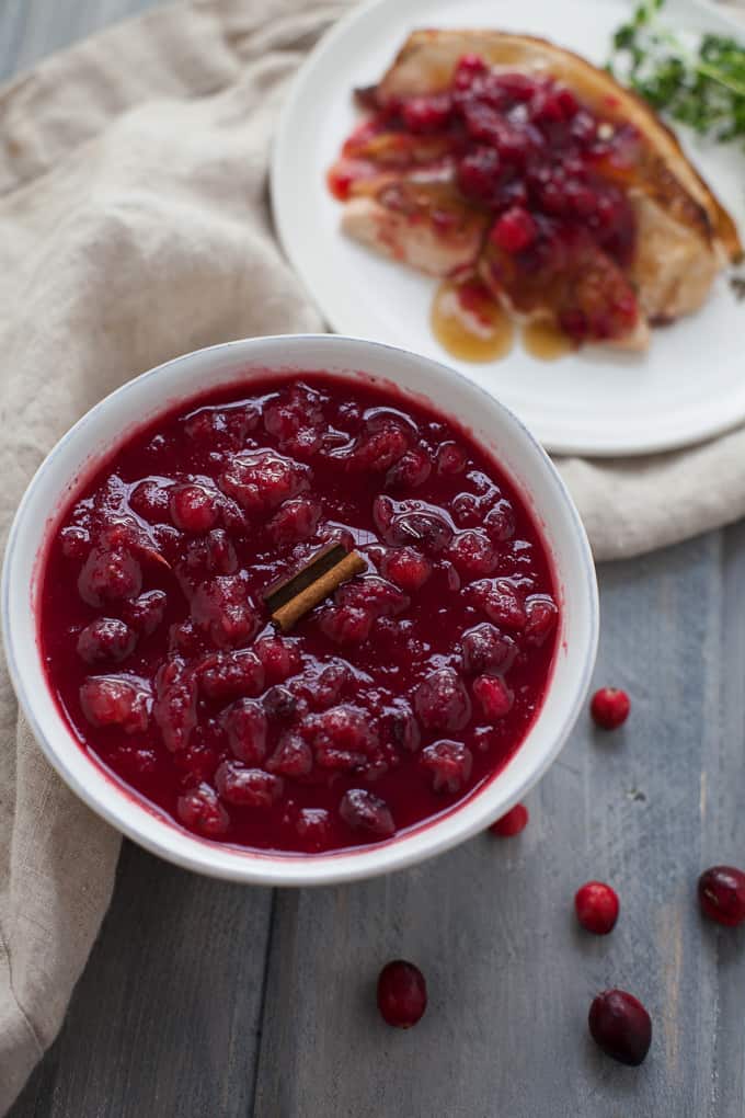 This delicious naturally sweetened cranberry sauce is sweetened using natural ingredients like applesauce and orange juice and has 2/3 less added sugar than most recipes.