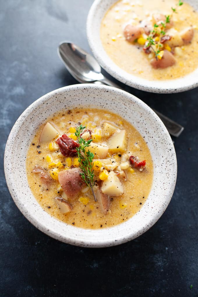 chipotle corn chowder in a bowl