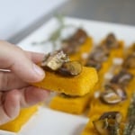 Sweet Potato Polenta Bites with Thyme Mushrooms | @TheFoodieDietitian