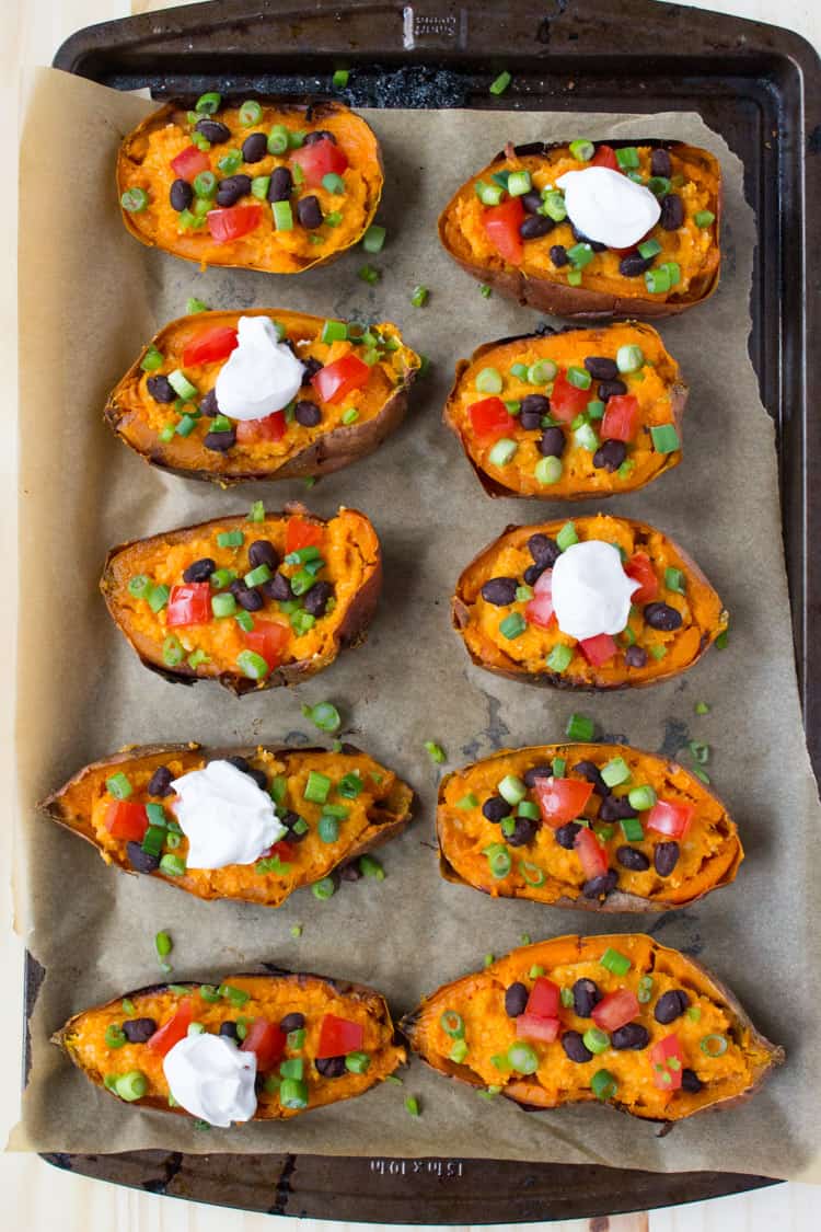 Kara Lydon | Vegan Loaded Sweet Potato Skins | The Foodie Dietitian