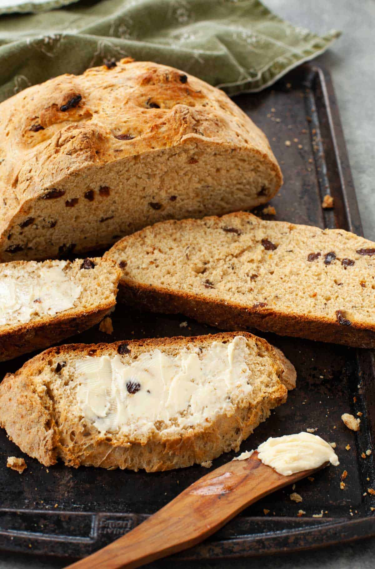 whole wheat Irish soda bread sliced into 3 pieces