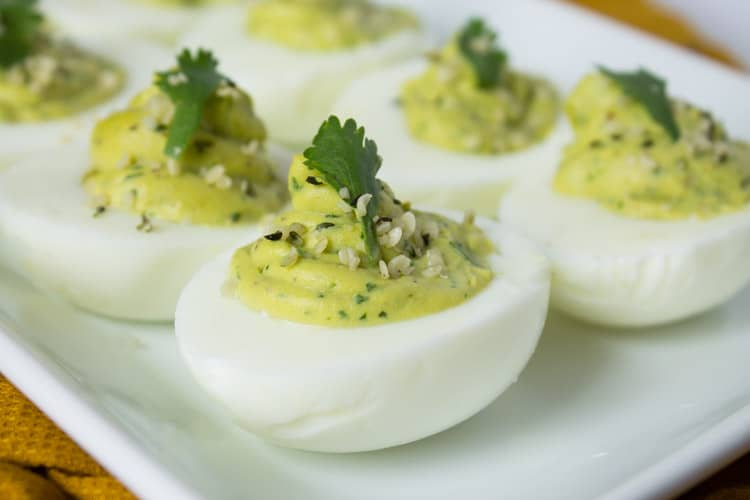 Avocado Hemp Deviled Eggs | @TheFoodieDietitian 