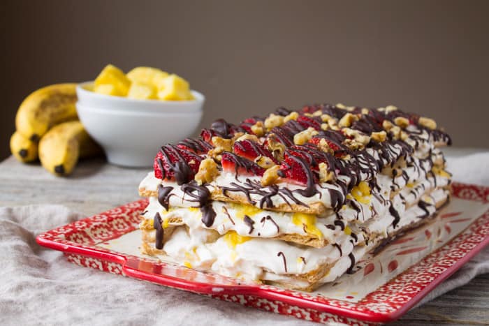 No Bake Banana Split Icebox Cake -5