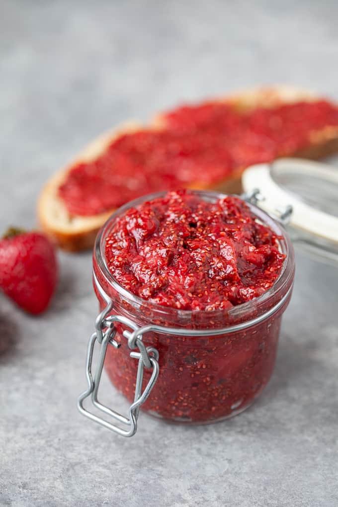 Strawberry chia jam in a jar