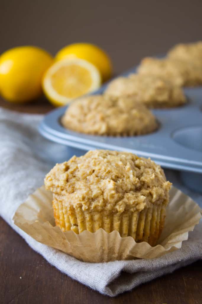 Whole Wheat Meyer Lemon Ricotta Muffins | @TheFoodieDietitian