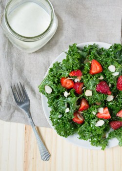 Kale and Strawberry Salad with Kefir Dressing