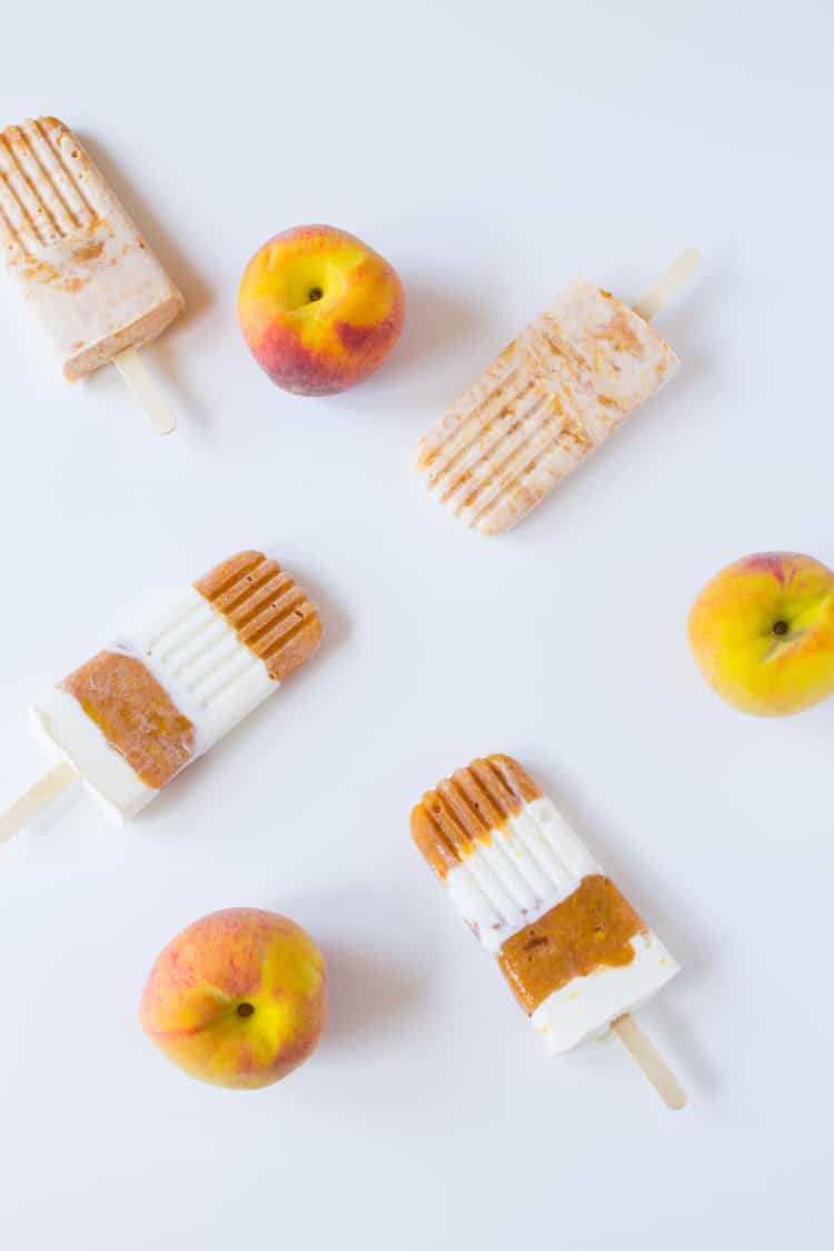 Roasted Peaches and Cream Popsicles | The Foodie Dietitian @karalydon