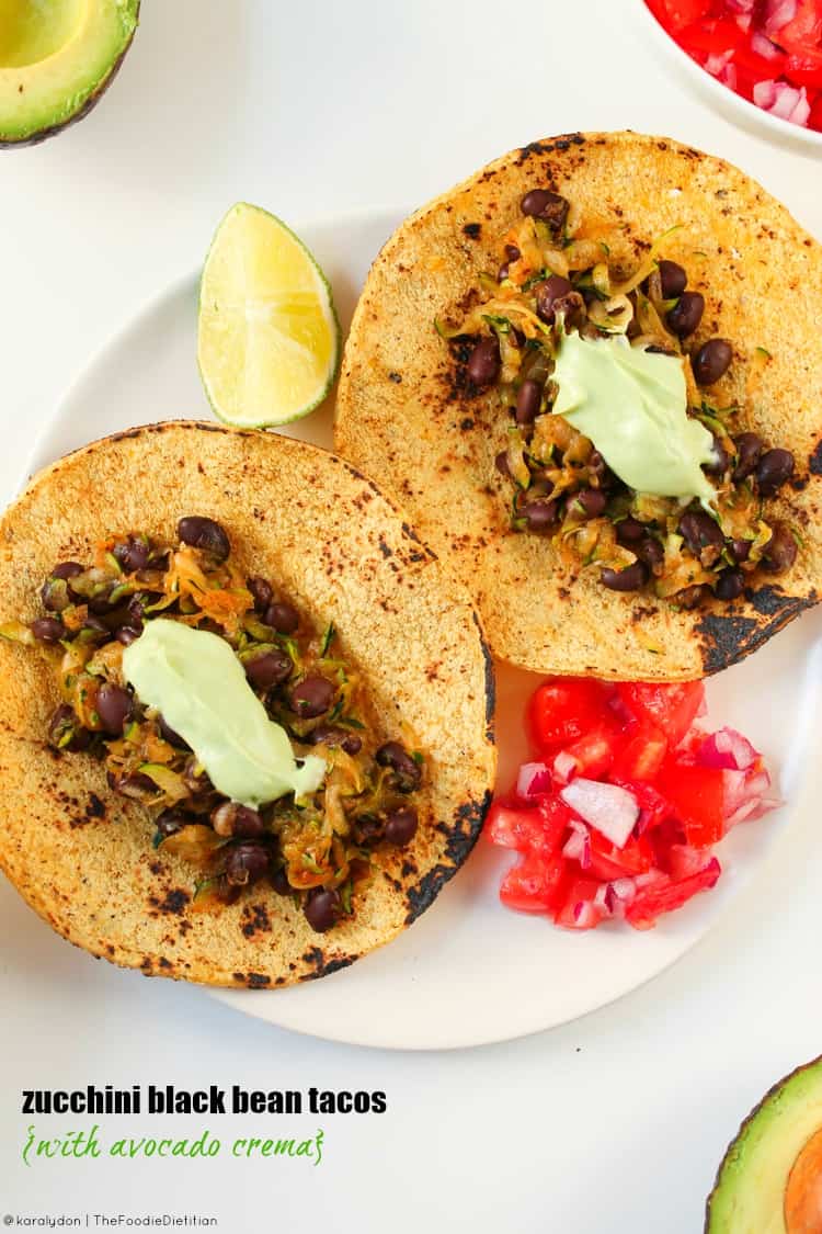 Zucchini black bean tacos are a quick and easy weeknight meal and a great way to use up the summer surplus of zucchini! 