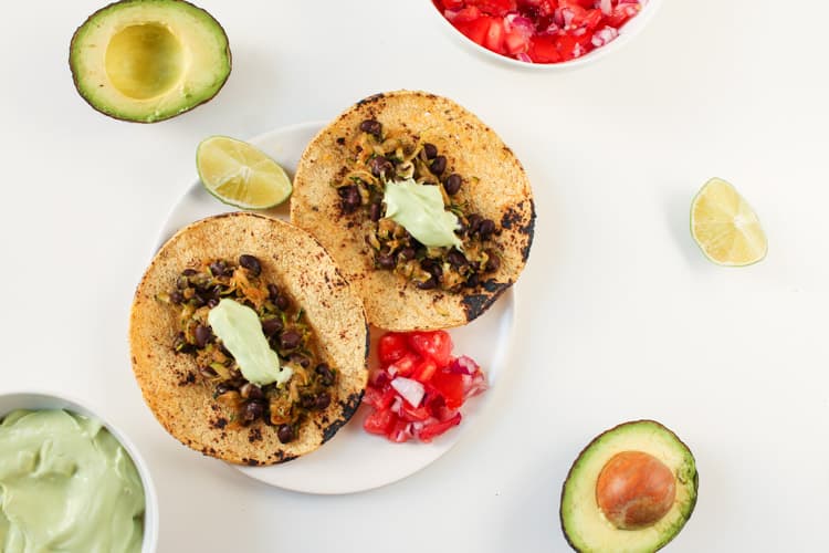 Zucchini Black Bean Tacos with Avocado Crema square-7