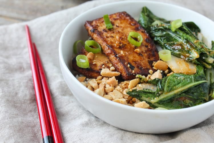 Spicy Peanut Tofu and Bok Choy Rice Bowl-1-2