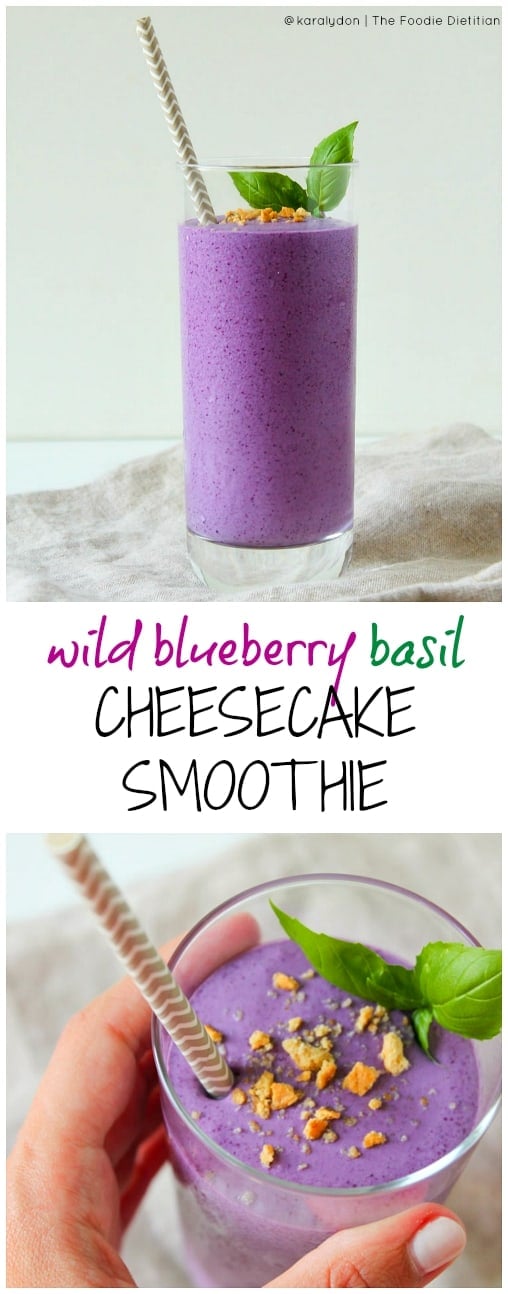 My award-winning Wild Blueberry Basil Cheesecake Smoothie tastes like dessert but (shhhh....) it's actually good for you! Packed with antioxidants, protein, and fiber, this smoothie takes just a few minutes to make. Breakfast never tasted better. 