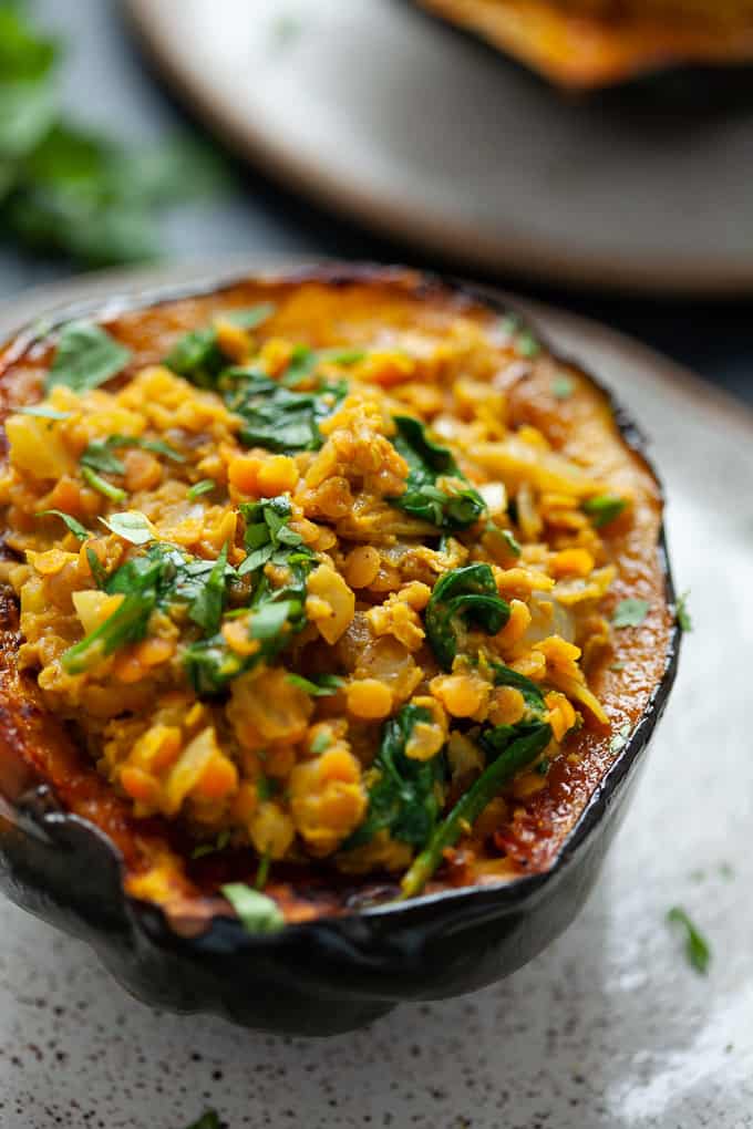 Stuffed Acorn Squash With Curried Lentils Kara Lydon