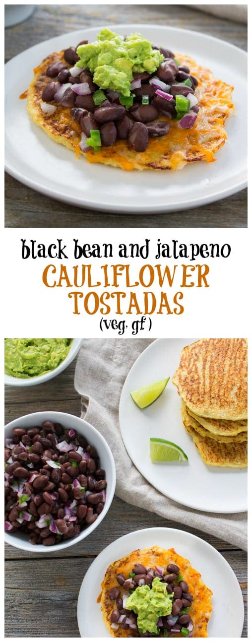 Gluten-free and delicious, black bean and jalapeno cauliflower tostadas are a healthier version of your favorite Mexican fast-food dish.