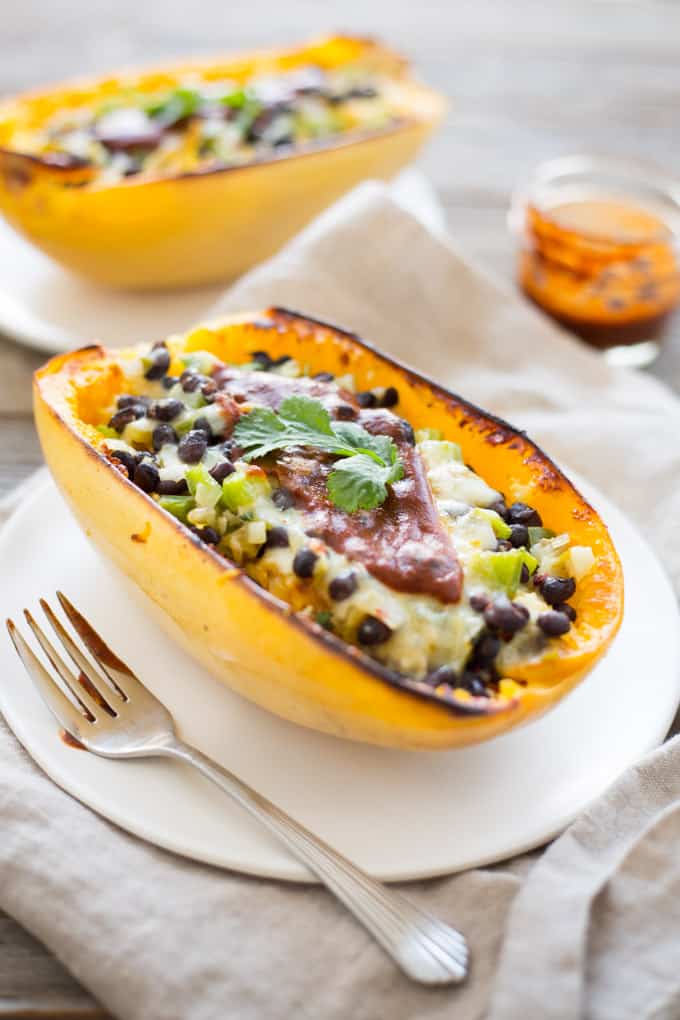 Vegetarian Enchilada Spaghetti Squash Boats-11-2