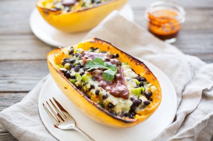 Vegetarian Enchilada Spaghetti Squash Boats-12-2