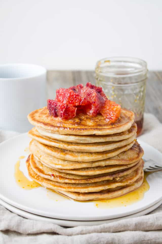Blood Orange Whole Wheat Ricotta Pancakes - The Foodie Dietitian | Kara ...