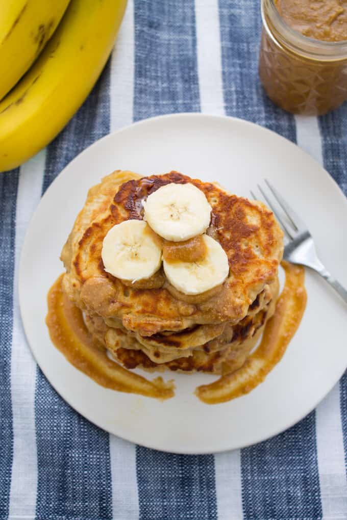 Peanut Butter Banana Kefir Pancakes