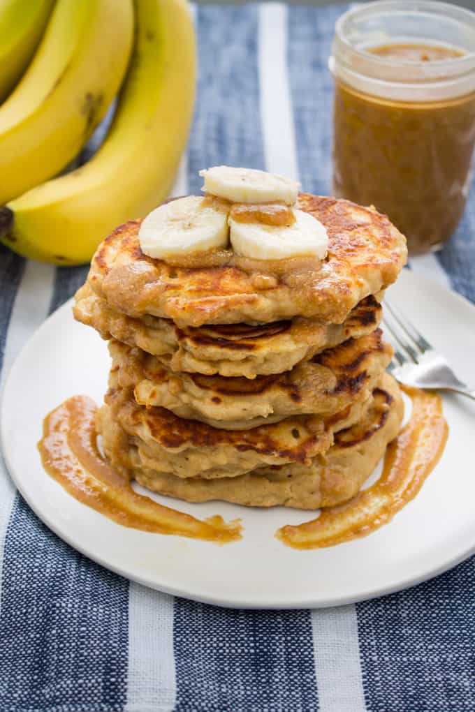 Whole Wheat Peanut Butter Banana Pancakes