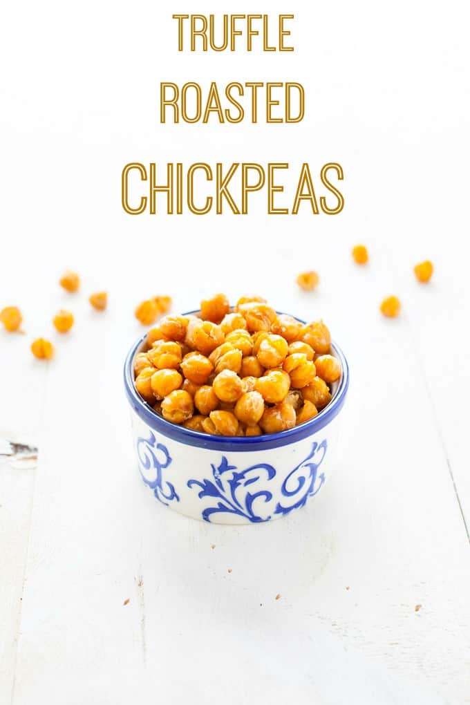Crispy, savory and totally (warning!) addicting, these truffle roasted chickpeas are the perfect snack for the afternoon snack attack! 