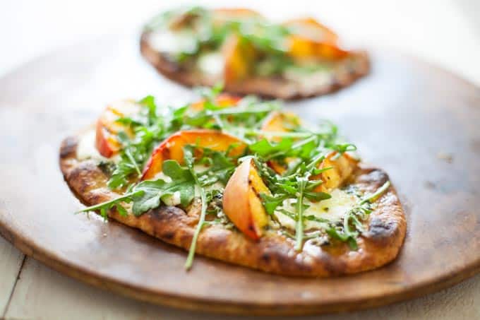 Grilled Pesto Peach Flatbread