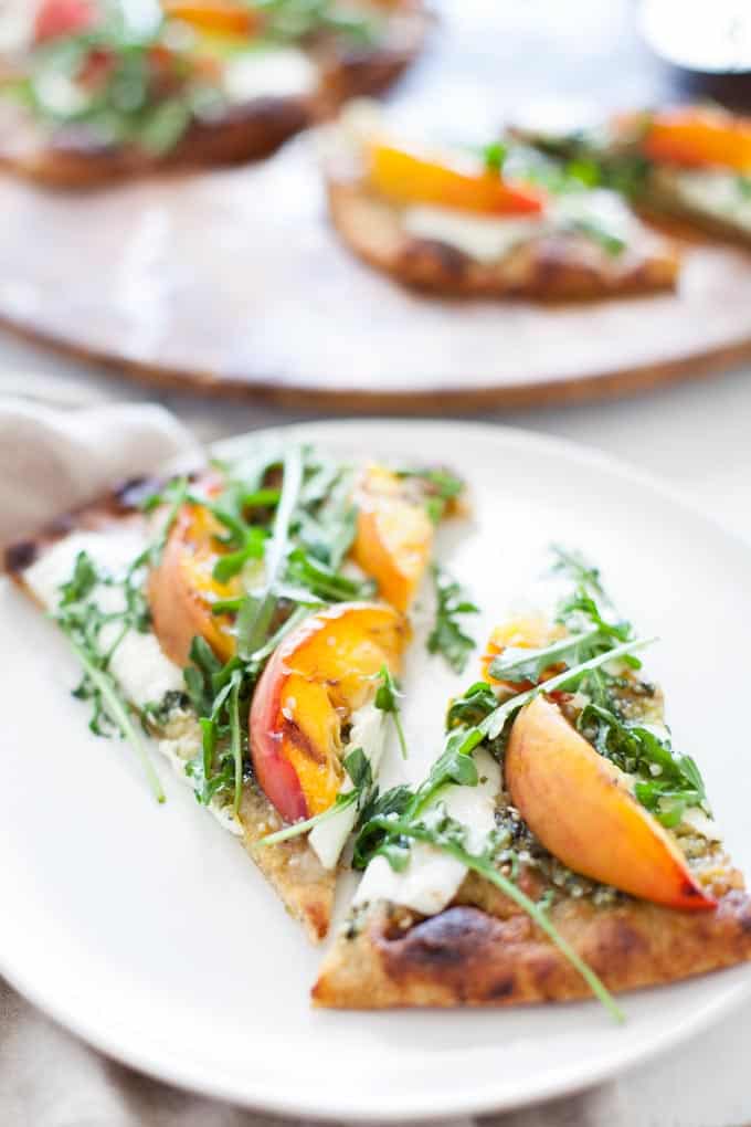 Grilled Hemp Pesto Peach Flatbread