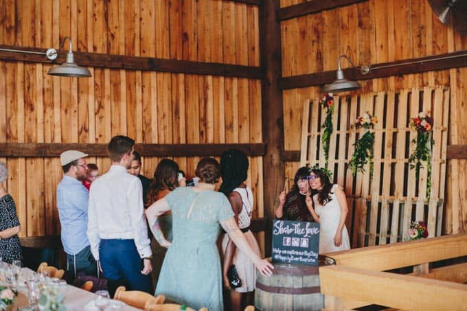 DIY photo booth rustic barn wedding