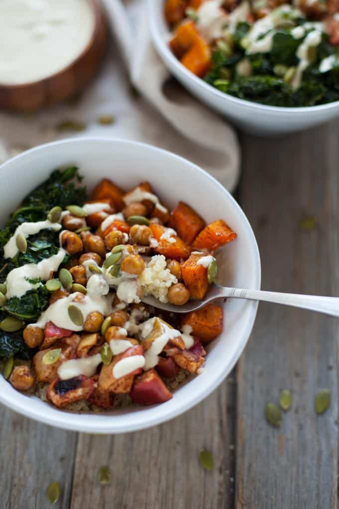 Harvest Buddha Bowl with Cashew Apple Cider Dressing