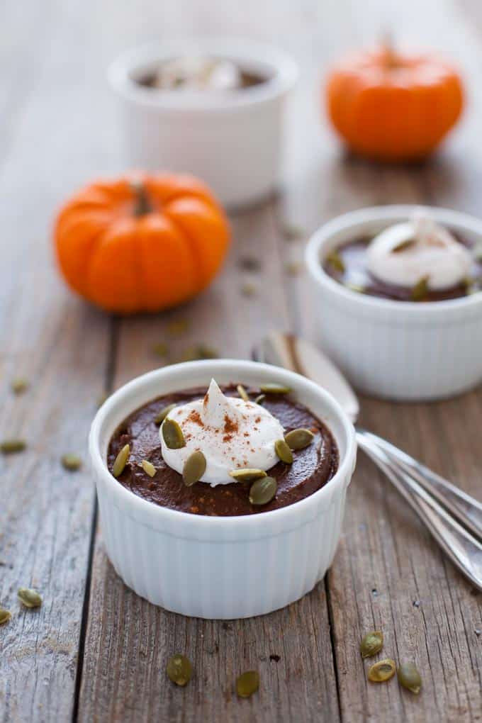Rich, chocolatey, velvety goodness that's packed with nutrition. This chocolate pumpkin avocado pudding is the perfect dessert to make Halloween weekend!