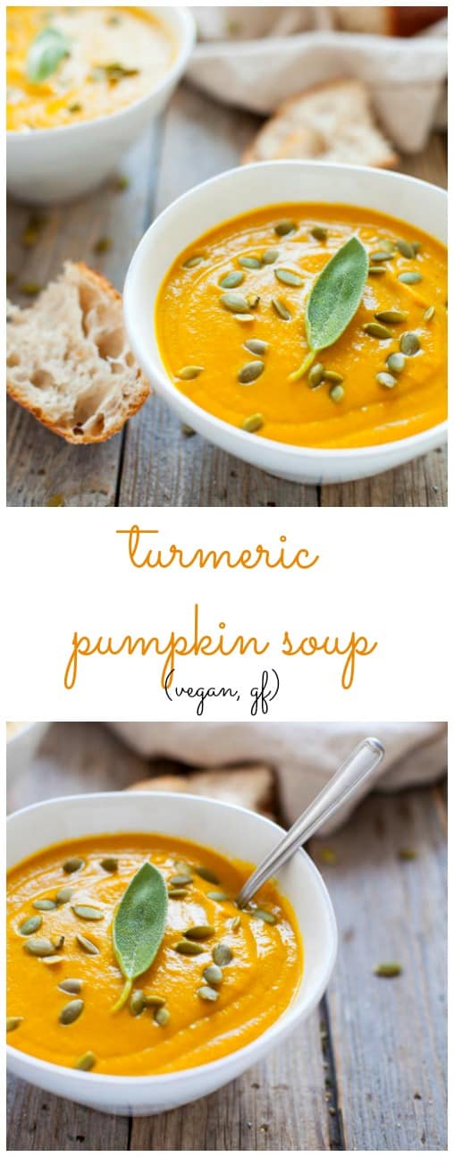 A quick and easy go-to weeknight meal for the fall and winter, this vegan turmeric pumpkin soup is packed with immune-boosting ingredients and fall flavor!
