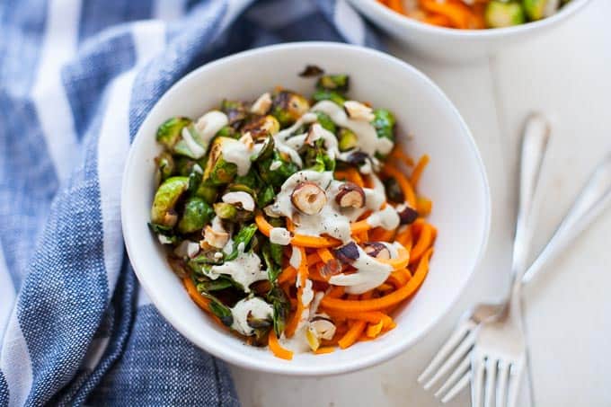 Sweet Potato Noodles with Sage Cashew Cream Sauce - The Foodie Dietitian | Kara Lydon