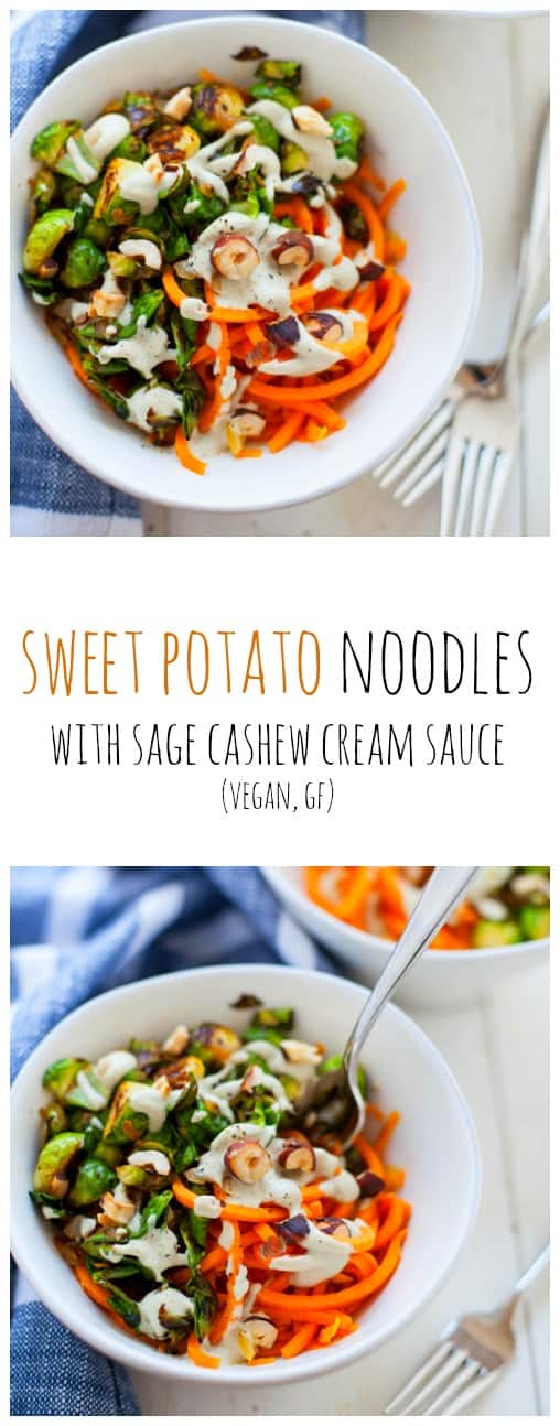 A comforting, creamy and hearty plant-based meal, these sweet potato noodles with sage cashew cream sauce taste too good to be good for you (but they're great for you!) 