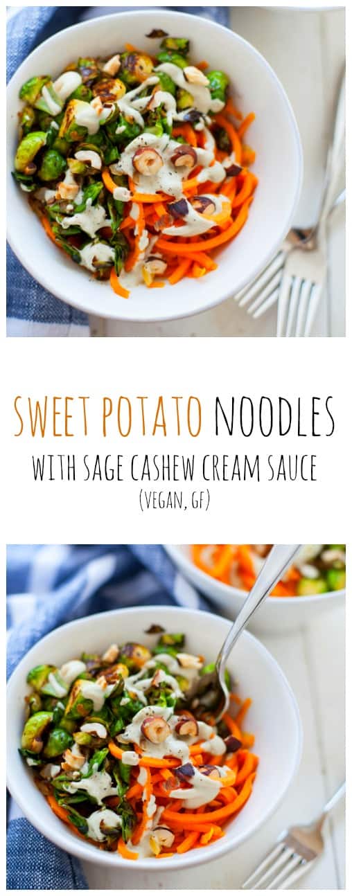 Spiralized Sweet Potato Noodles with Cashew Sauce