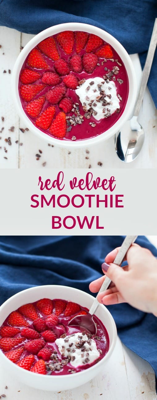 Treat yourself to a red velvet smoothie bowl and start your day off right. Naturally dyed and naturally nutritious thanks to the addition of beets, this breakfast is perfect for Valentine’s Day or any day you want show yourself a little extra love.