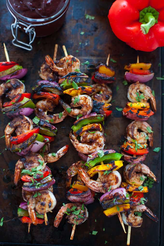 Shrimp and Veggie Kabobs with Wild Blueberry Barbecue Sauce