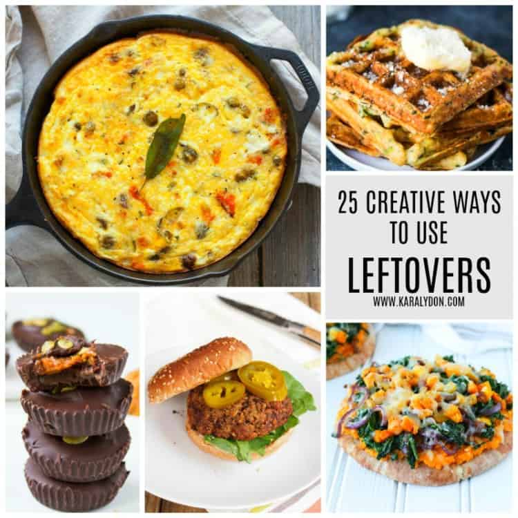 Because who wants to cook a meal from scratch every night?! Not me! I love eating leftovers but also finding creative ways to use leftovers so I don't bored with the same meal night after night. Enjoy these 25 creative ways to use leftovers and say goodbye to food waste!