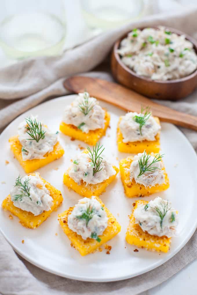 A fun and delicious seafood appetizer, these smoked trout polenta bites are sure to get your party started off right! 