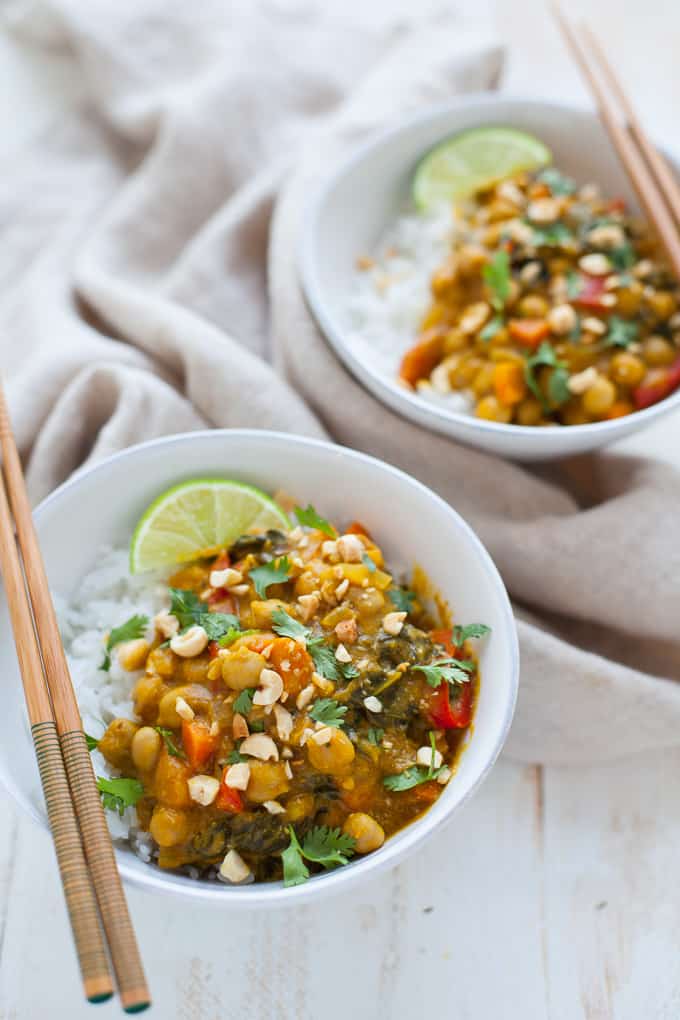 A warm and hearty vegan slow cooker pumpkin coconut curry that's sure to satisfy on a cold fall or winter night. Gluten-Free too!