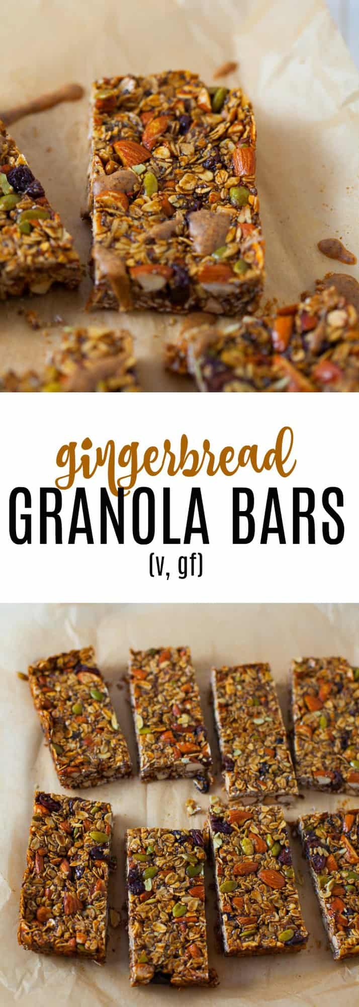 The perfect holiday snack to nosh on this season, these homemade gingerbread granola bars are full of holiday spice and nourishing ingredients that are sure to satisfy!