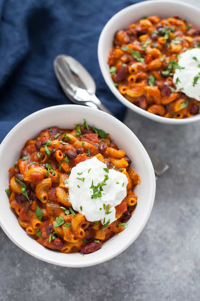 Easy Vegetarian Chili Mac made in the Instant Pot!