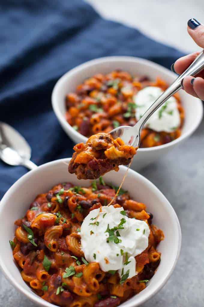 Easy Vegetarian Chili Mac made in the Instant Pot!