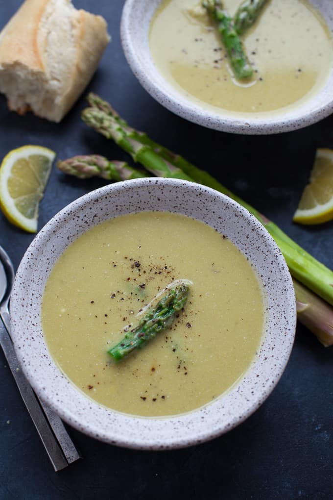 crockpot cream of asparagus soup #glutenfree #vegetarian