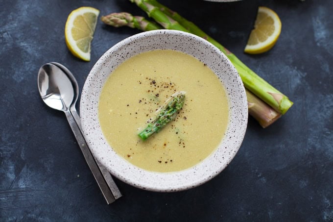 Crockpot Cream of Asparagus Soup Recipe | The Foodie Dietitian | Kara Lydon