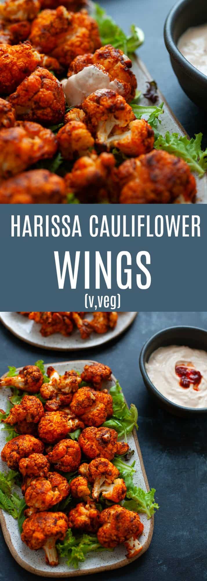 Spicy, smoky and totally satisfying, these harissa cauliflower wings are about to blow your mind. #vegetarian #harissa #middleeastern #vegan
