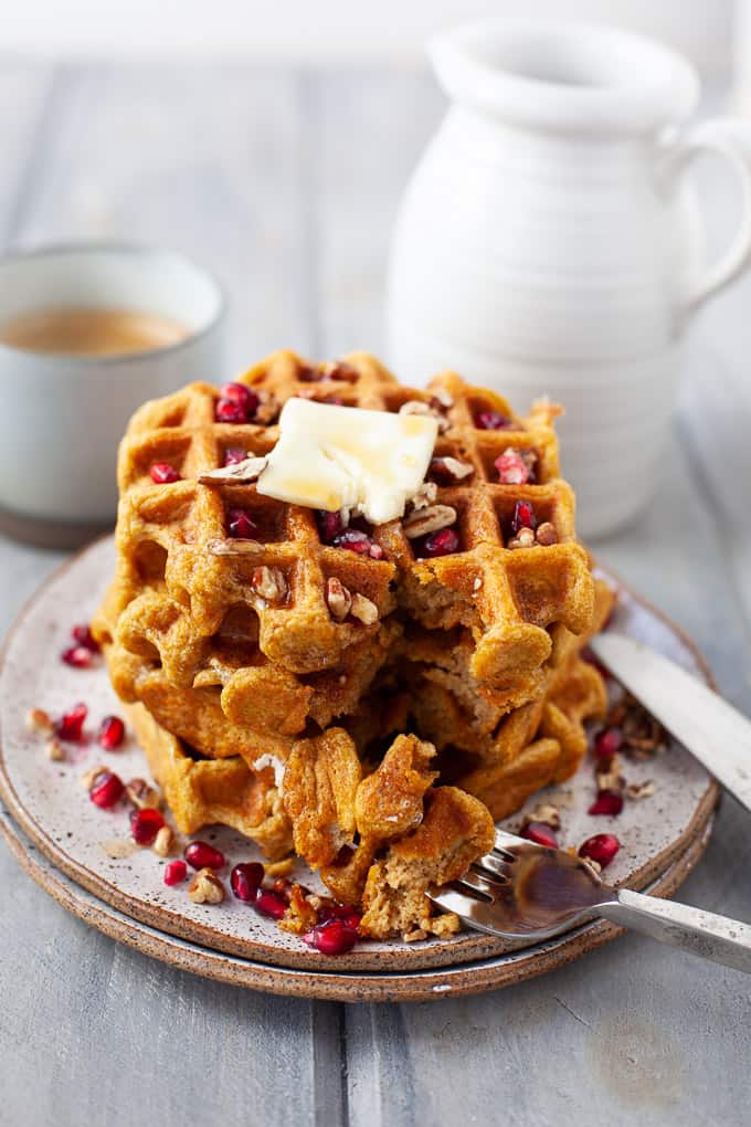 Pumpkin Waffles Recipe (healthy, dairy free and whole wheat)